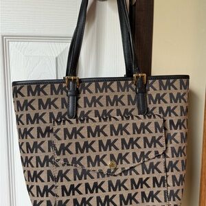 Michael Kors Black and Tan Logo Tote